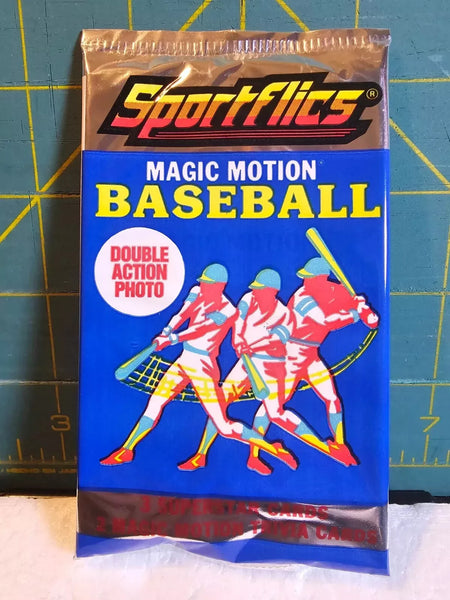 (1) One Pack - New Sealed 1990 SPORTFLICS 3D MLB Baseball Trading Card Star Pack - 3 Cards & 2 Magic Motion Trivia Cards