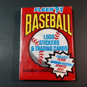 (1) One Pack - New Sealed 1991 FLEER MLB Baseball Trading Card Pack - 14 Cards + Sticker