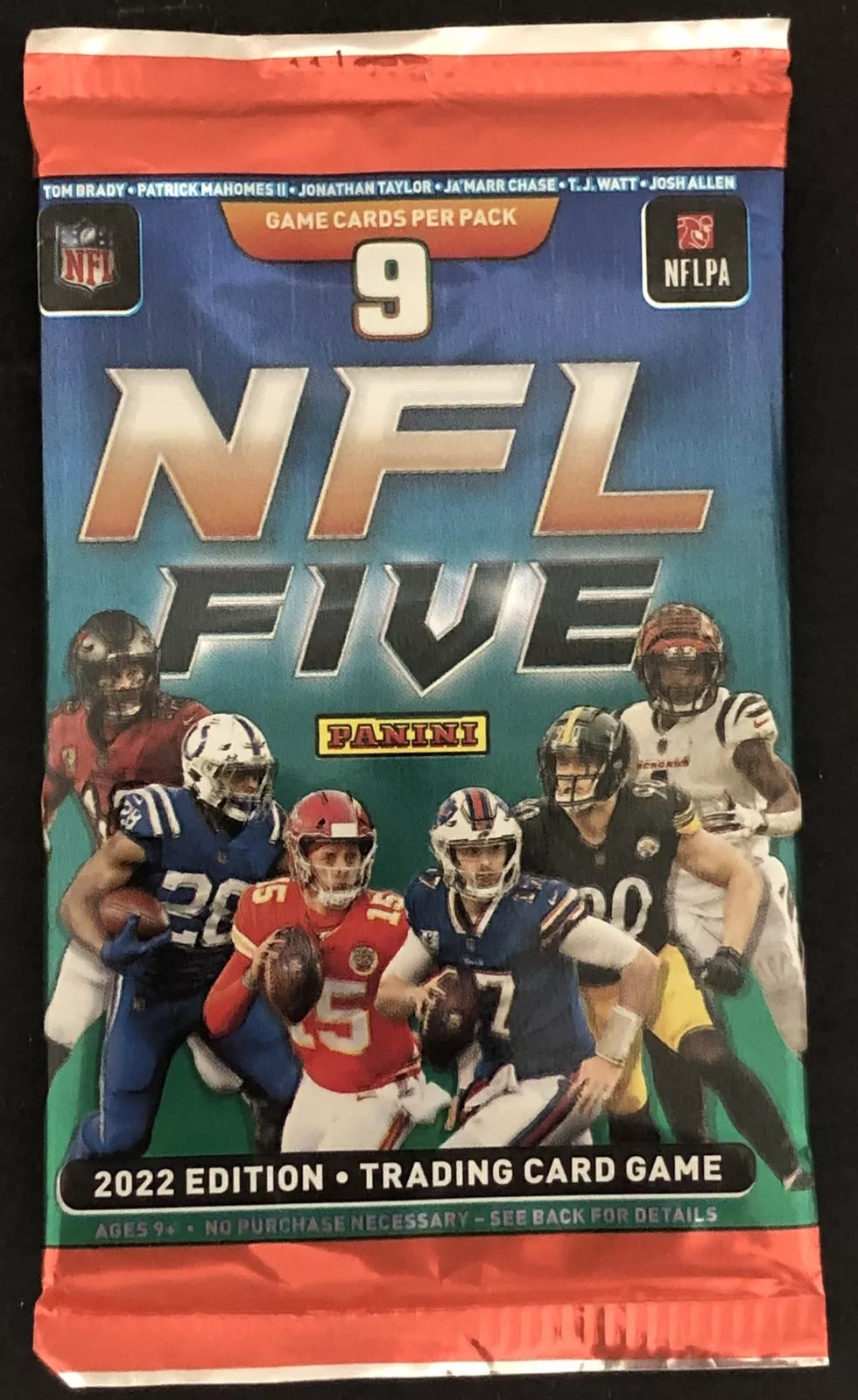 (1) One Pack - 2022 PANINI NFL NFLPA FIVE Football Trading Card Game - 9 Cards - Shuga Records