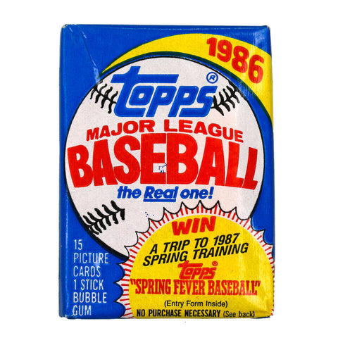 (1) One Pack - New Sealed Topps 1986 MLB Baseball Trading Card Pack - 15 Cards