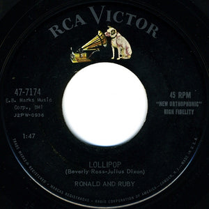 Ronald And Ruby ‎– Lollipop / Fickle Baby - VG+ 7" Single 45rpm 1958 RCA Victor USA - Rock / Doo Wop - Shuga Records