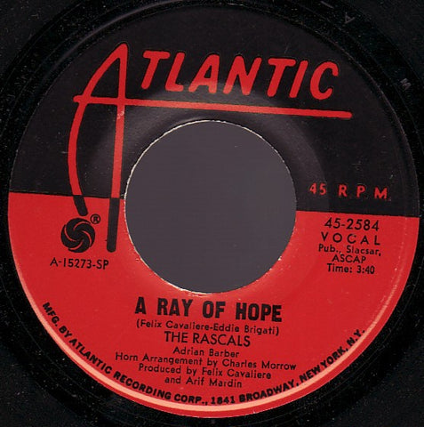 The Rascals - A Ray Of Hope / Any Dance'll Do - VG+ 7" Single 45 Record 1968 USA Atlantic - Pop Rock - Shuga Records