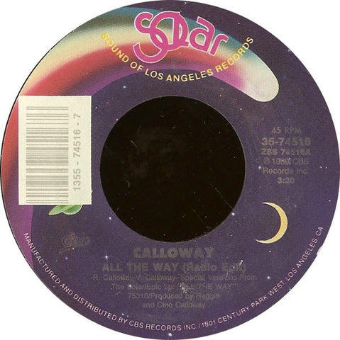 Calloway ‎– All The Way - Mint- 45rpm 1989 USA - Electronic / House - Shuga Records