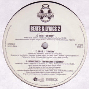 Various ‎– Beats & Lyrics 2  (Only A/B) - VG+ 12" Single 1998 Industry Records USA Compilation - Hip Hop - Shuga Records