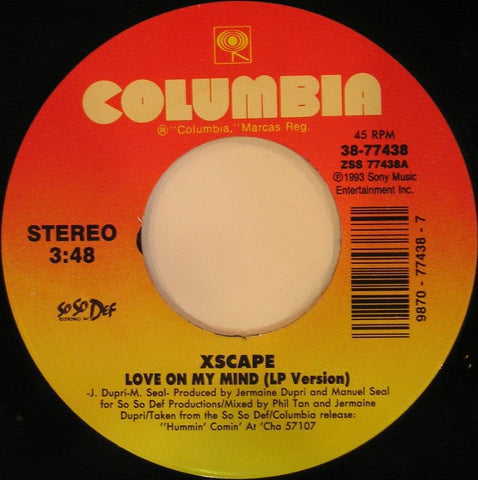 Xscape ‎– Love On My Mind - Mint- 45rpm 1993 USA - Hip Hop - Shuga Records