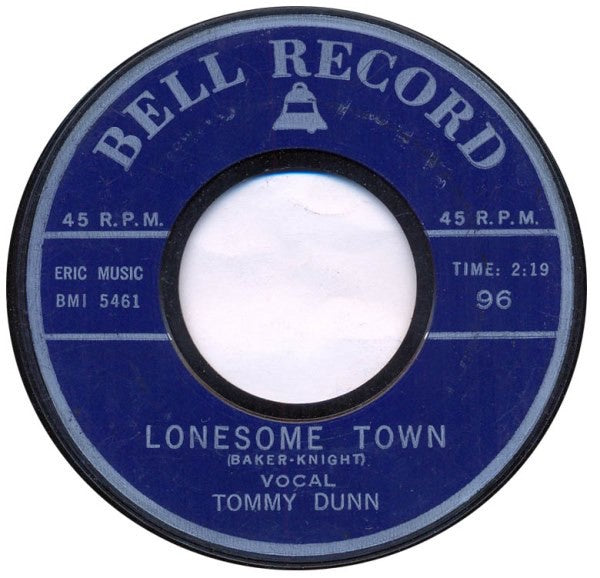 Tommy Dunn / Jackie Robbins ‎– Lonesome Town / Chantilly Lace - VG 7" Single 45rpm 1958 Bell USA  - Rock / Pop