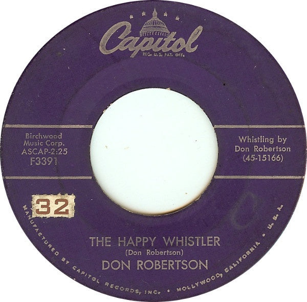 Don Robertson ‎– The Happy Whistler / You're Free To Go - VG+