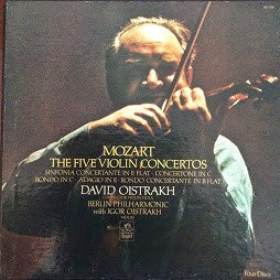 David Oistrakh ‎&  Berlin Philharmonic - Mozart The Five Violin Concertos - VG 4 Lp Record 1972 USA Vinyl & Book - Classical - Shuga Records