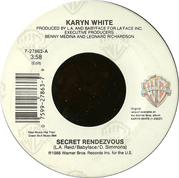 Karyn White ‎– Secret Rendezvous / Tell Me Tomorrow - Mint - 45rpm 1988 USA - Electronic / Hip Hop - Shuga Records