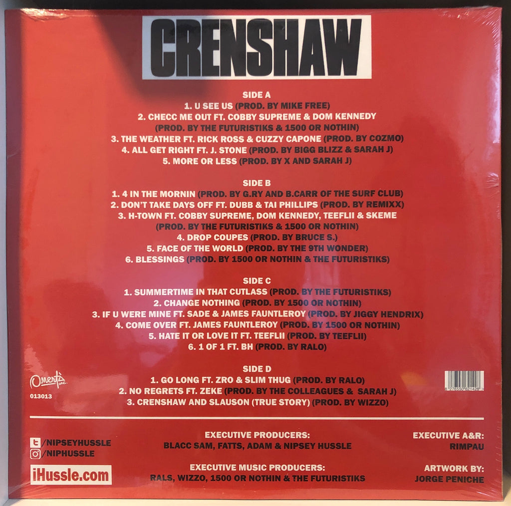 Nipsey Hussle ‎– Crenshaw (2013) - New 2 LP Record 2020 Omerta UK
