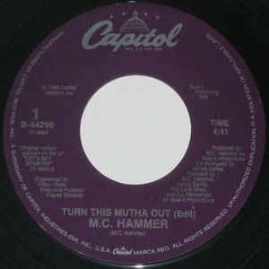 M.C. Hammer- Turn This Mutha Out / Ring Em'- VG+ 7" Single 45RPM- 1988 Capitol Records USA- Hip Hop - Shuga Records