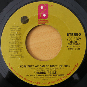 Sharon Page And Harold Melvin And The Blue Notes - Hope That We Can Be Together Soon / Be For Real VG+ - 7" Single 45RPM 1975 Philadelphia International USA - Funk/Soul - Shuga Records