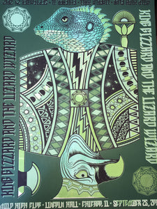 18" x 24" Poster  King Gizzard and the Lizard Wizard - Lincoln Hall Chicago 2017 - Green Version Starman Press Screen Print - Shuga Records