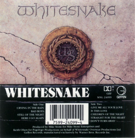 Whitesnake ‎– Whitesnake - Used Cassette 1987 Geffen Records - Rock