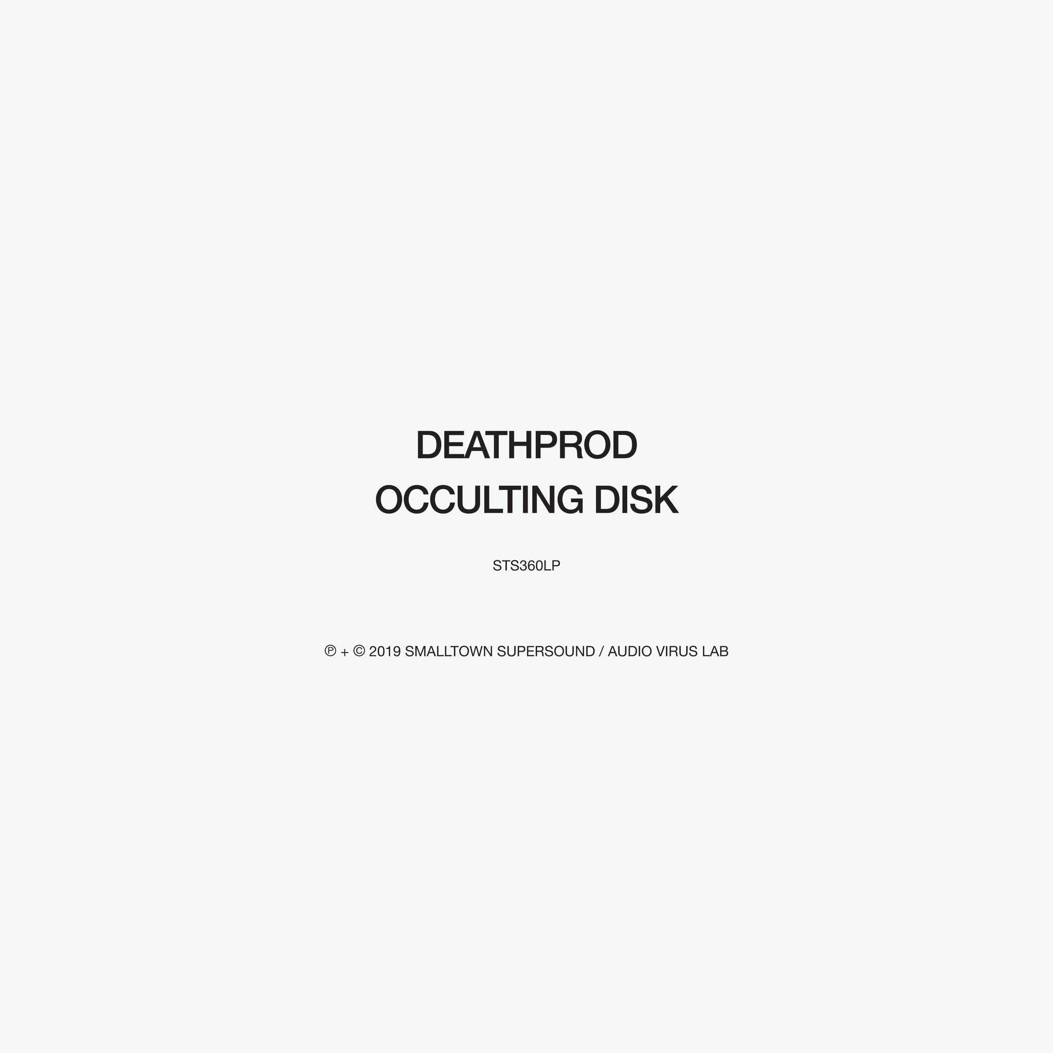 Deathprod ‎– Occulting Disk - New Record 2LP 2019 Smalltown Supersound Black Vinyl Europe Import - Dark Ambient / Drone - Shuga Records