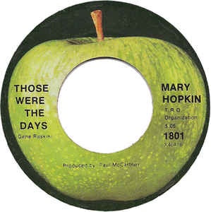 Mary Hopkin ‎– Those Were The Days / Turn, Turn, Turn - VG+ 7" Single 45RPM 1968 Apple Records USA - Rock/ Pop - Shuga Records