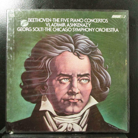 Vladimir Ashkenazy, Georg Solti, The Chicago Symphony Orchestra ‎– Beethoven - The Five Piano Concertos - New 4 Lp Record Box Set 1973 London USA Vinyl & Book - Classical - Shuga Records