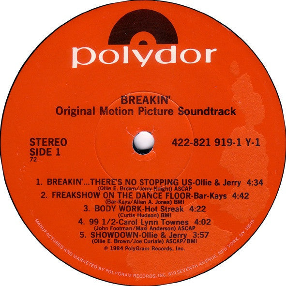 Various ‎– Breakin' - Original Motion Picture - VG+ LP Record 1984 Polydor USA - Soundtrack / Electro - Shuga Records