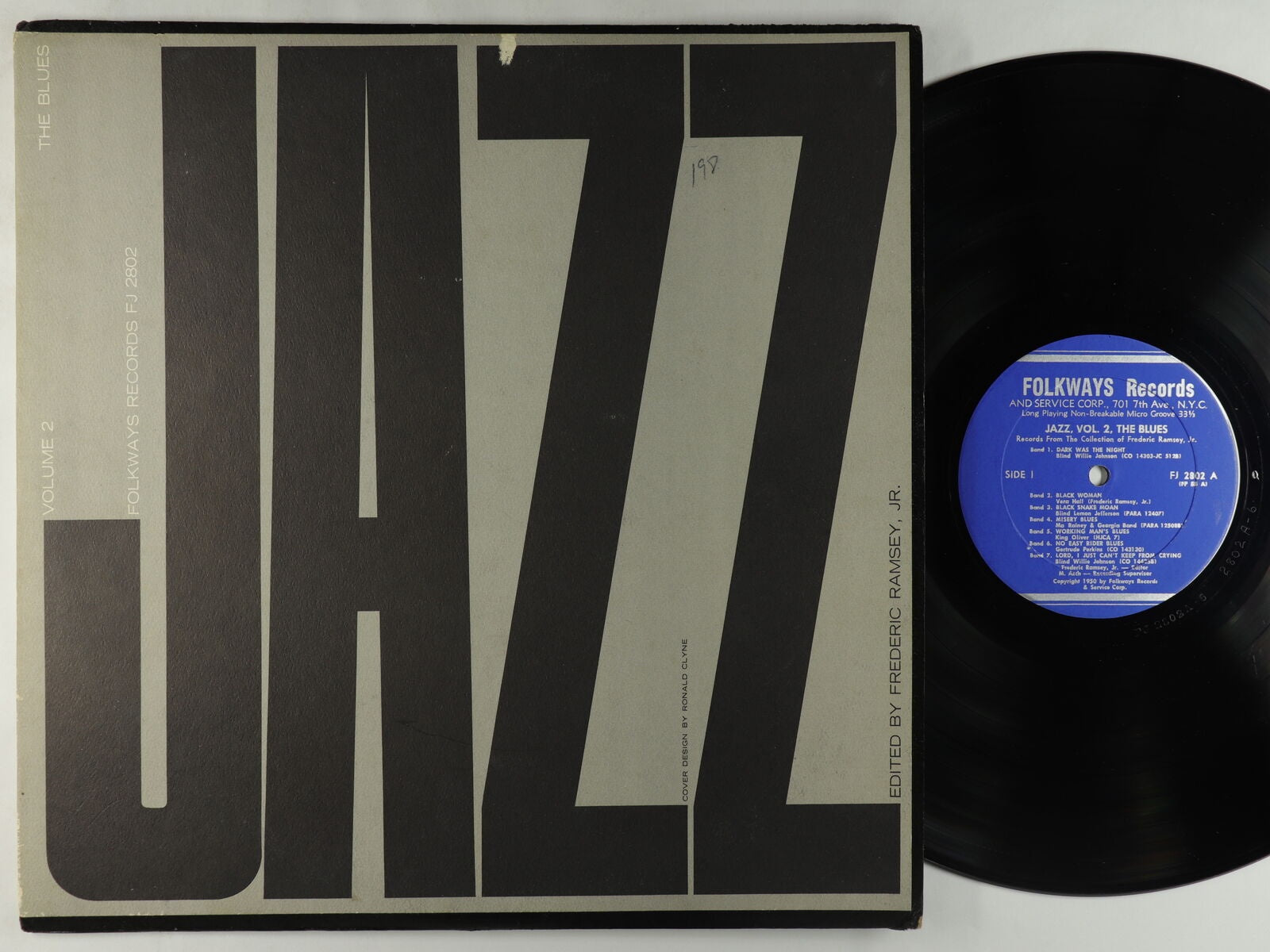 Various ‎– Jazz Volume 2: The Blues (1950) - VG+ Lp Record 1966 Folkways  USA Mono Vinyl & Booklet - Jazz