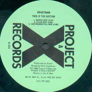 Drivetrain - This Is The Rhythym - VG+ 12" Single Record 1990 Project X USA Original Vinyl - House - Hip-House - Shuga Records