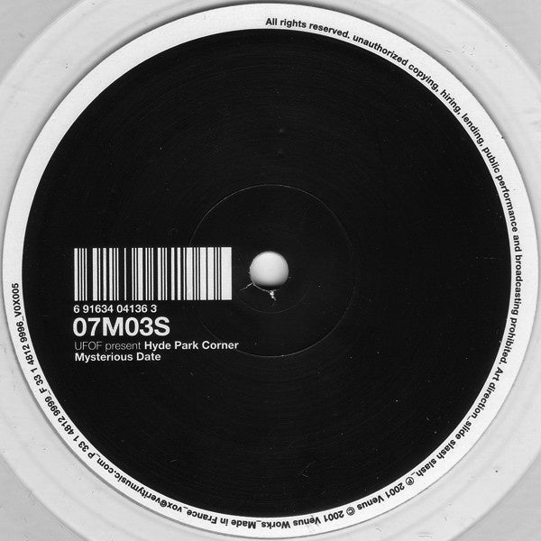 UFOF Present Hyde Park Corner – Mysterious Date - New 12" Single Record 2001 VOX France Vinyl - House