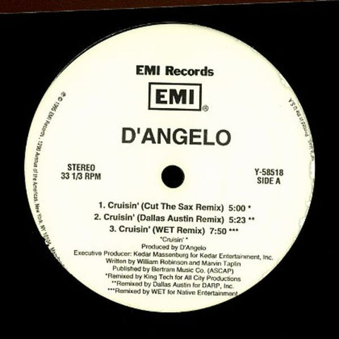 D'Angelo ‎– Cruisin' - VG+ 12" Single Record 1995 USA Vinyl - Hip Hop / Neo Soul - Shuga Records