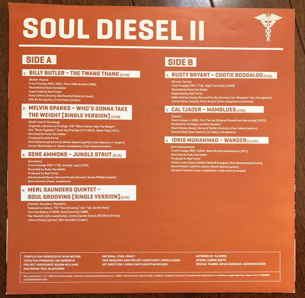 Various ‎– Jazz Dispensary: Soul Diesel II - New LP Record Store Day 2018 Craft Jazz Dispensary USA 180 gram Orange Swirl Vinyl - Jazz-Funk / Soul - Shuga Records