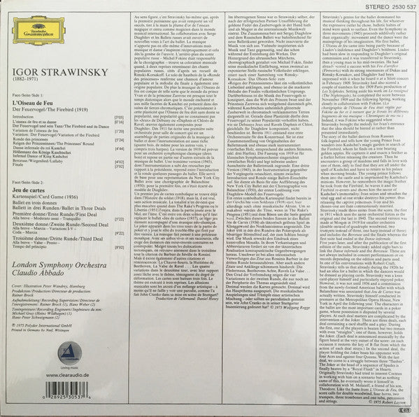 Igor Strawinsky — London Symphony Orchestra · Claudio Abbado – Der Feuervogel (Firebird) · Jeu De Cartes (1975) - New LP Record 2009 Clearaudio/Deutsche Grammophon Germany Import 180 gram Audiophile Vinyl - Classical