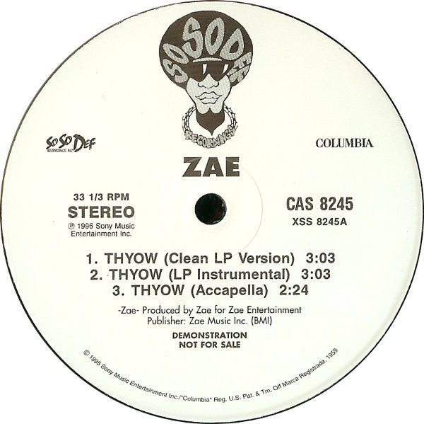 Zae - Thyow / My Boo (at Night, I Think of You) 12" Single SoSo Def - Hip Hop - Shuga Records