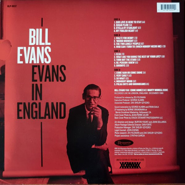 Bill Evans – Evans In England - New 2 LP Record Store Day 2019 Resonance  RSD 180 gram Vinyl & Numbered - Jazz / Modal