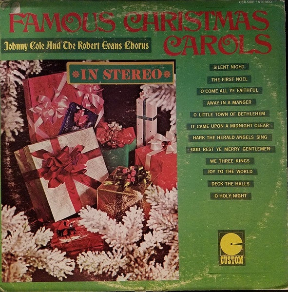 Johnny Cole And The Robert Evans Chorus – Famous Christmas Carols - VG+ LP Record 1958 Custom USA Vinyl - Holiday / Christmas - Shuga Records