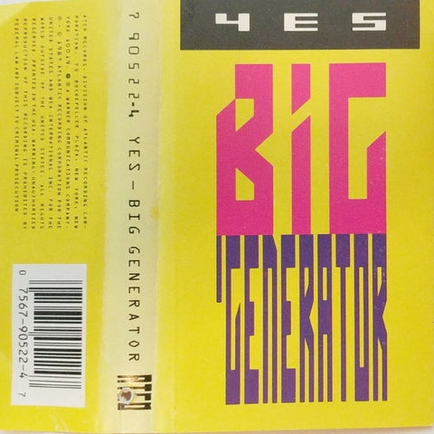 Yes – Big Generator - Used Cassette 1987 ATCO Tape - Hard Rock / Prog Rock