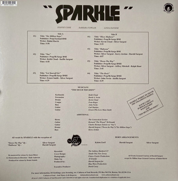 Sparkle ‎– Sparkle - New LP Record 2020 Cultures Of Soul USA Vinyl - Disco / Soul / Funk - Shuga Records