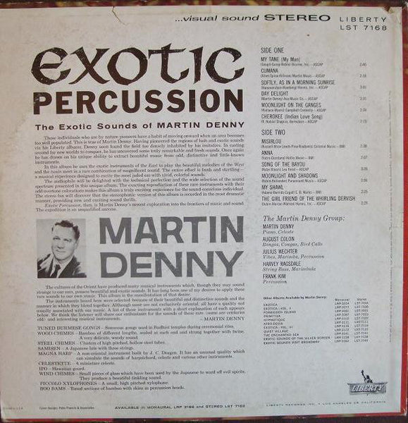 Martin Denny – Exotic Percussion - The Exotic Sounds Of - VG+ LP Record 1961 Liberty USA Vinyl - Jazz / Exotica / Space-Age / Pacific - Shuga Records