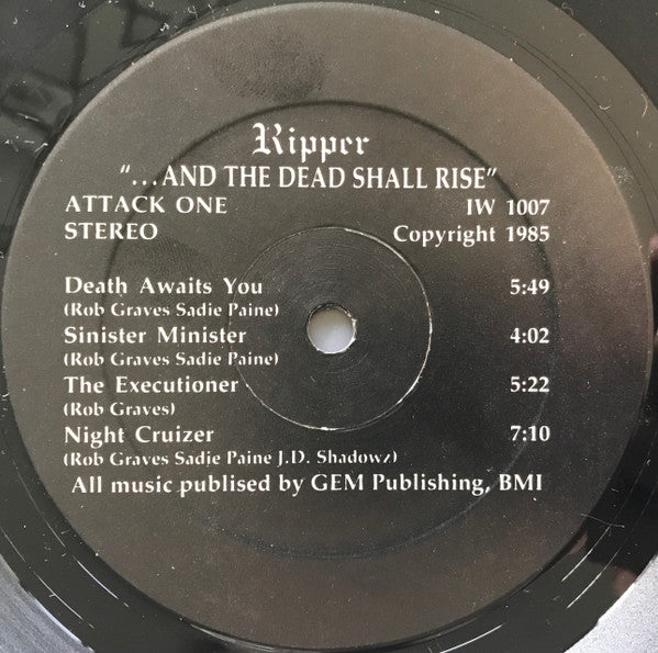 Ripper – And The Dead Shall Rise - Mint- LP Record 1986 Iron Works USA  Vinyl - Heavy Metal