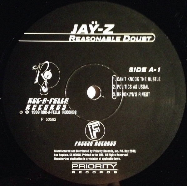 Hot Jay Z Reasonable Doubt Vinyl 2 LP