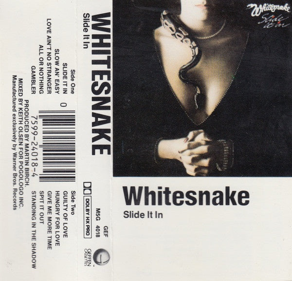 Whitesnake – Slide It In - Used Cassette 1984 Geffen Tape - Hard Rock