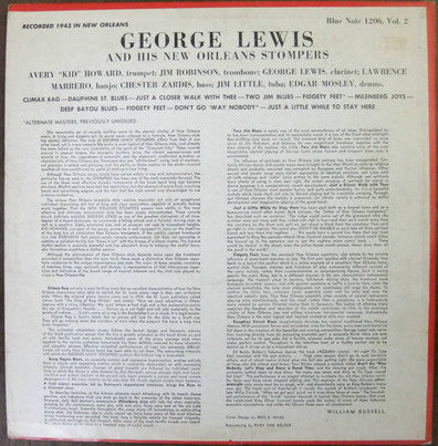 George Lewis And His New Orleans Stompers – Volume 2 - VG+ LP Record 1955 Blue Note USA Mono Lexington Vinyl - Jazz / Swing / Ragtime