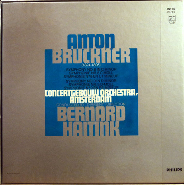 Bernard Haitink Concertgebouw Orchestra, Amsterdam – Bruckner - Symphonies 8 & 9 - Mint- 3 LP Record Box Set 1982 Philips Netherlands Import Vinyl - Classical - Shuga Records