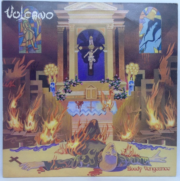 Vulcano – Bloody Vengeance - VG+ (VG- low grade cover) LP Record 1986 Rock Brigade Brazil Vinyl & Insert - Death Metal / Black Metal