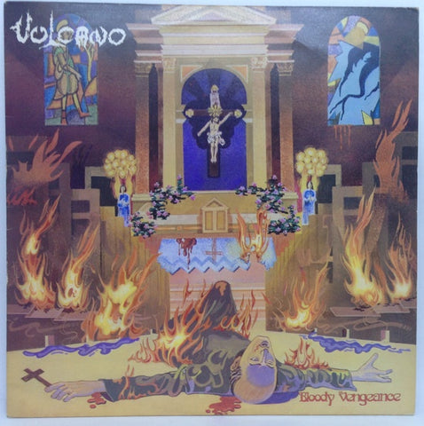 Vulcano – Bloody Vengeance - VG+ (VG- low grade cover) LP Record 1986 Rock Brigade Brazil Vinyl & Insert - Death Metal / Black Metal