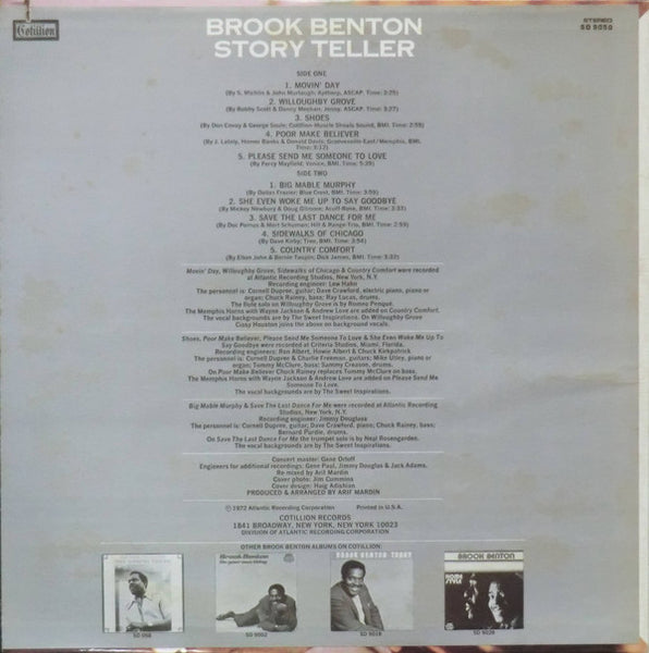 Brook Benton – Story Teller - VG+ LP Record 1972 Cotillion USA Vinyl - Soul / Funk