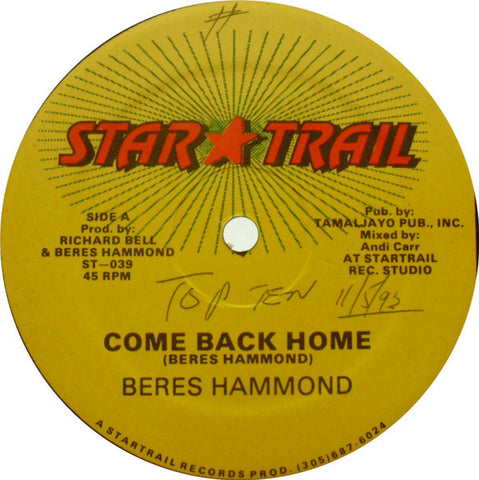 Beres Hammond – Come Back Home - VG+ 12" Single USA 1993 - Reggae