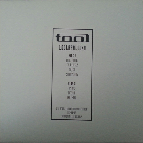 Tool - Live at Lollapalooza 1993 - New Lp Record 2015 USA Colored Vinyl - Alt-Rock / Alt-Metal - Shuga Records