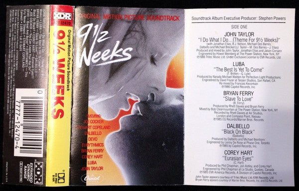 Various – 9½ Weeks - Original Motion Picture Soundtrack - Used Cassette 1986 Capitol Tape - Soundtrack - Shuga Records