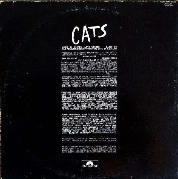 Andrew Lloyd Webber – Cats - VG+ 2 LP Record 1981 Polydor UK Import Vinyl - Musical / Soundtrack