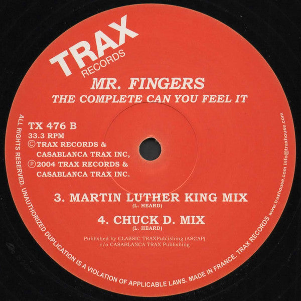 Mr. Fingers ‎– The Complete Can You Feel It (1988) - New 12" Single Record 2014 Trax France Import Vinyl - Chicago House / Deep House