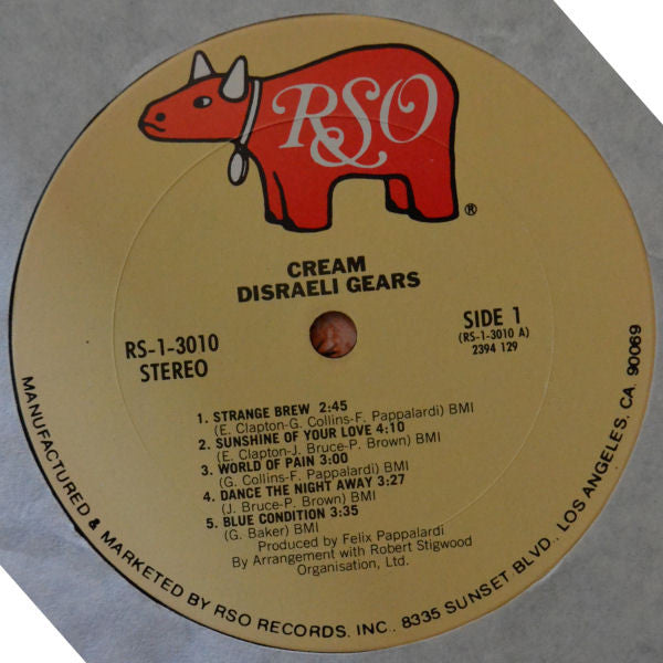 Cream - Disraeli Gears (1967)- VG LP Record 1978 ATCO USA Vinyl - Psychedelic Rock / Blues Rock