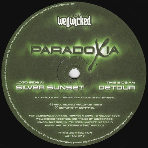 Paradoxia – Silver Sunset / Detour - New 12" Single Record 1999 WellWicked UK Vinyl - Trance / Hard Trance