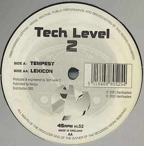 Tech Level 2 – Tempest / Lexicon - New 12" Single Record 2001 Hardleaders UK Vinyl - Drum n Bass